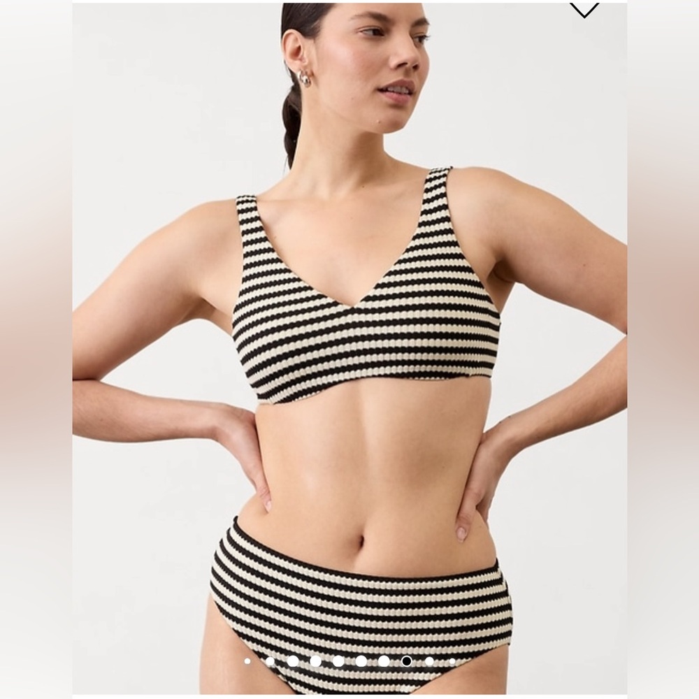 Athleta High Rise Black and White Striped Bikini Bottom